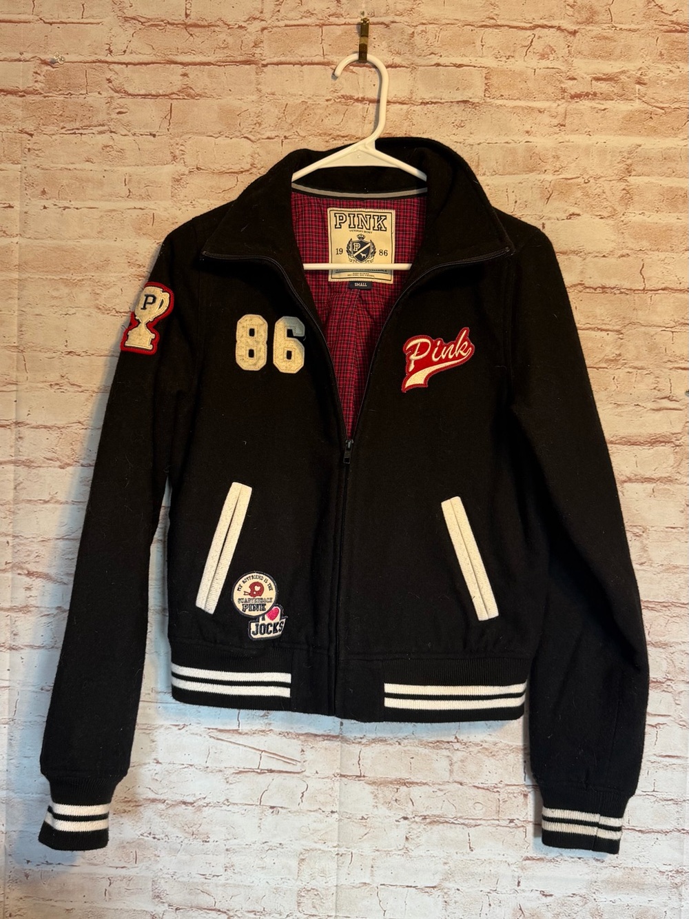 PINK Victoria's Secret RARE Vintage wool Black Varsity Jacket